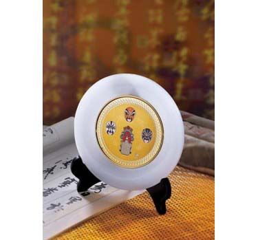 天之嬌子臉譜盤琉璃盤